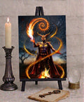 Anne Stokes Fire Element Wizard Canvas Box Frame Wall Art 19 x 25cm