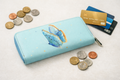 Black Ginger Kat Jackson Blue Butterfly Large Zip Purse