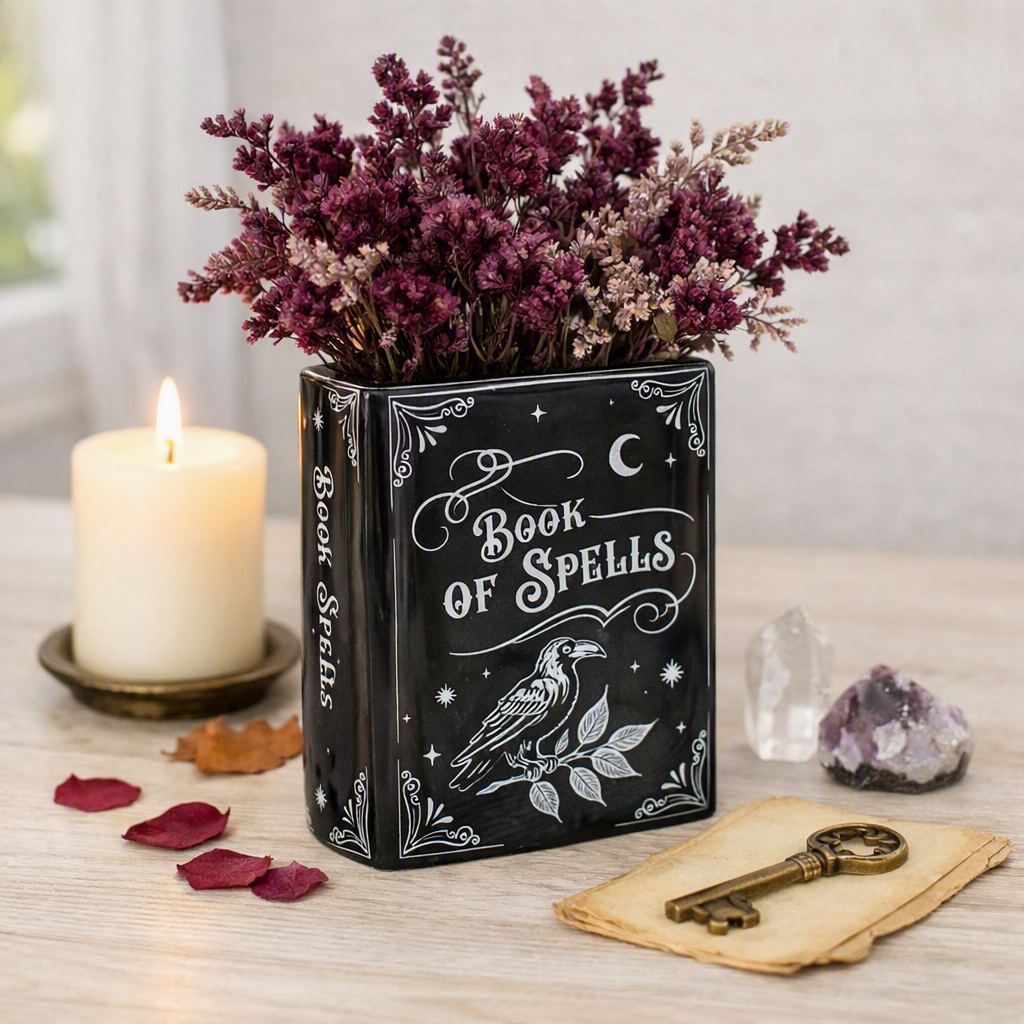 Something Different Raven Book of Spells Shaped Flower Vase | Spirit of Equinox The Book Club