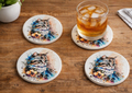 Kozzy Rainbow Animal Ceramic Coasters Set of 4 | Cat & Dog Pop Art Design