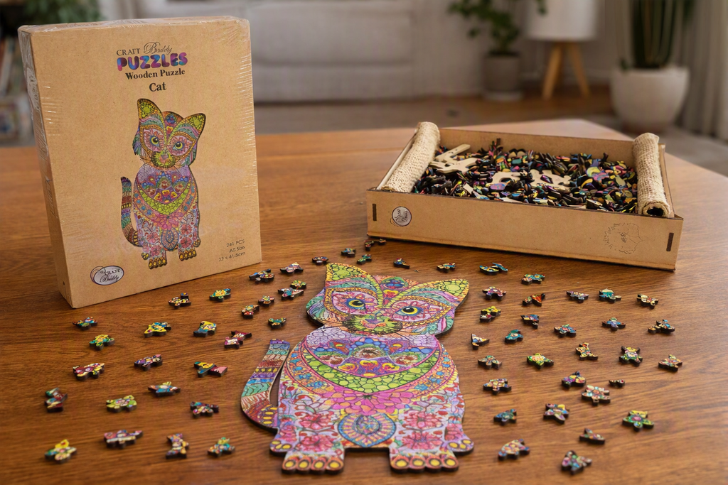 Craft Buddy Premium Wooden Jigsaw Puzzle | Cat | 241 Pieces