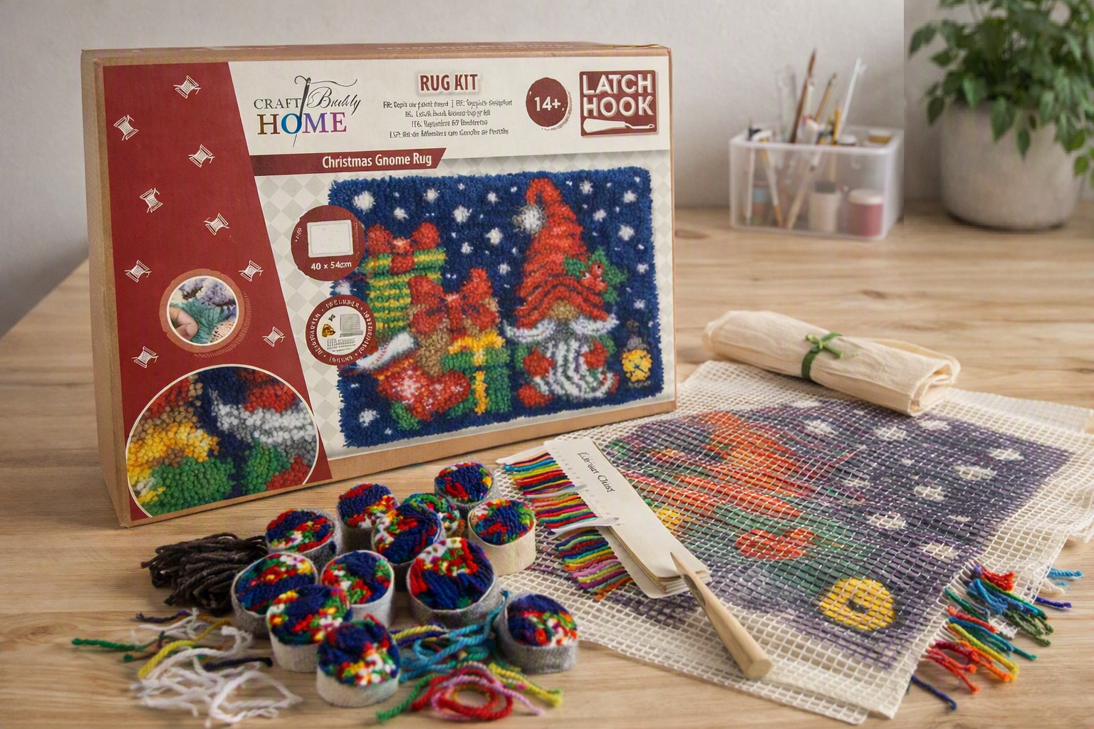 Craft Buddy Christmas Gnome Latch Hook Rug Kit