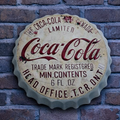 Vintage Retro Wall Display Sign Metal Bottle Top - Coca Cola Cream - 40cm