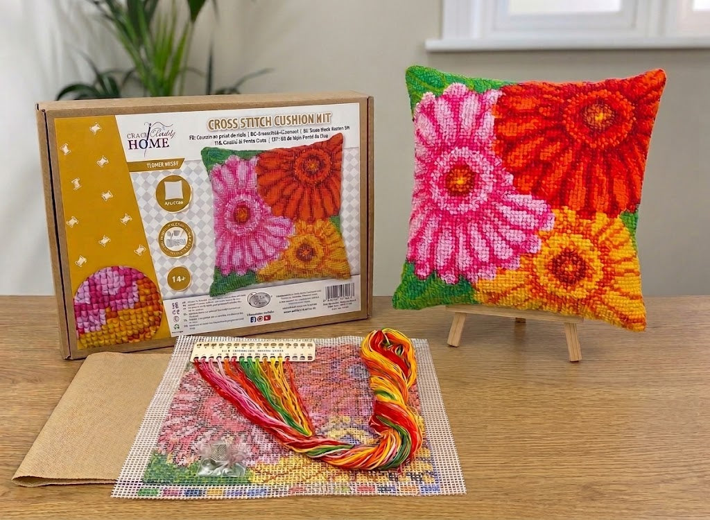 Craft Buddy Flower Burst Cross Stitch Cushion Kit