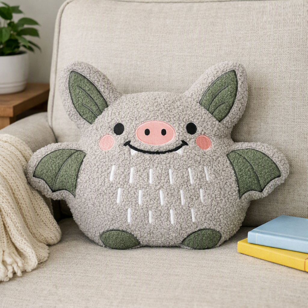 Something Different Cute Bat Boucle Shaped Cushion | Spirit of Equinox