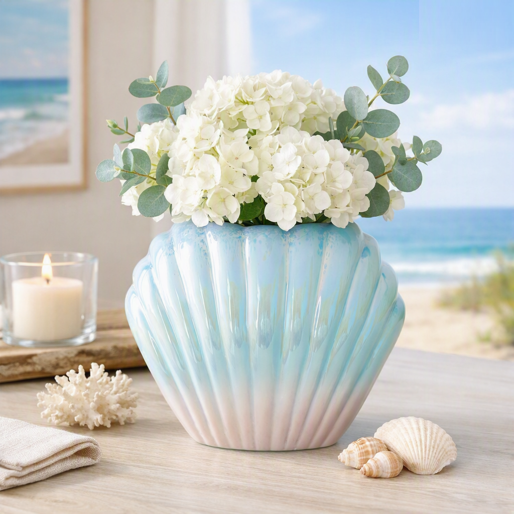 Something Different High Tides Iridescent Scallop Shell Flower Vase