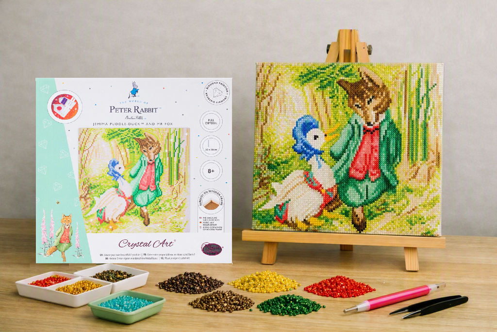 Craft Buddy Crystal Diamond Art Canvas Kit Jemima Puddle-Duck and Mr Fox 30 x 30cm