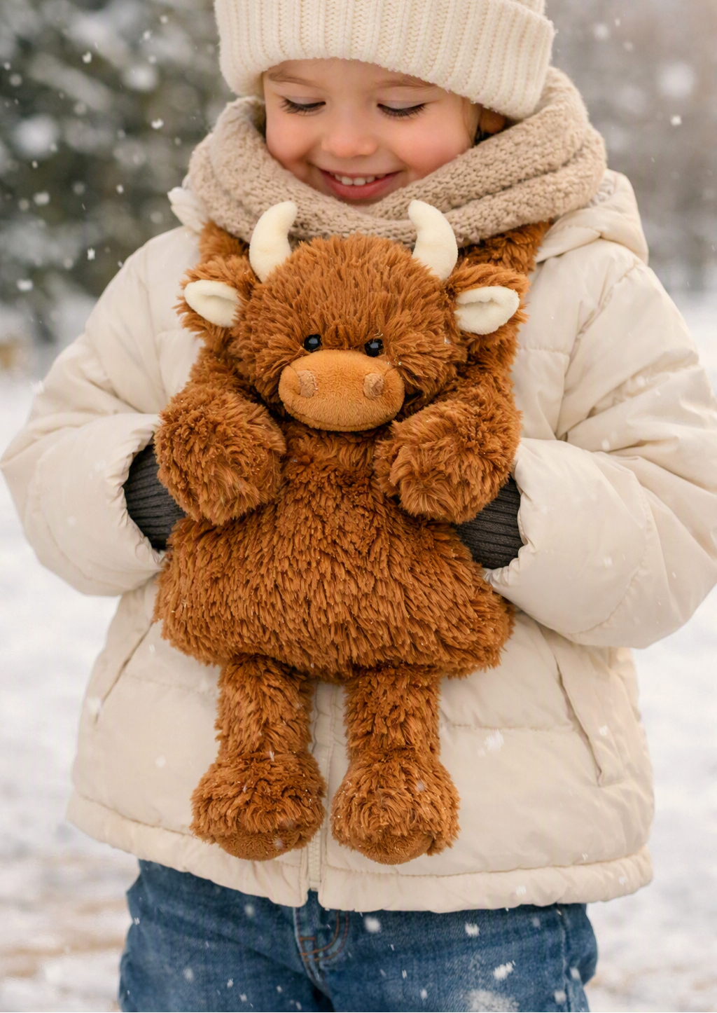 Jomanda Brown Highland Coo Cow Plush Hand Muff for Children