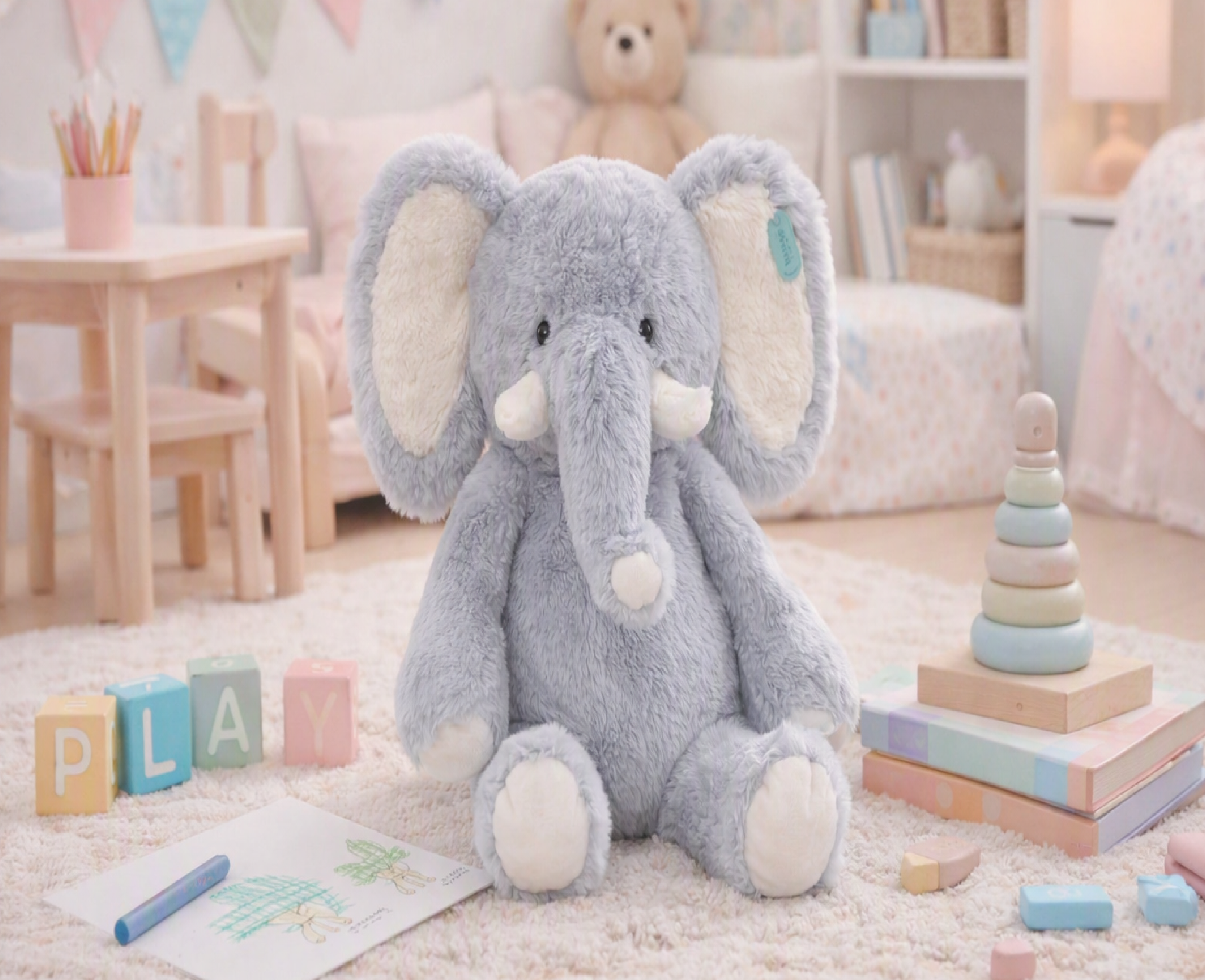 Jomanda Large Grey Elephant Soft Plush Toy 52cm