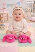 Jomanda Pink Bunny Rabbit Plush Baby Slippers 0-6months