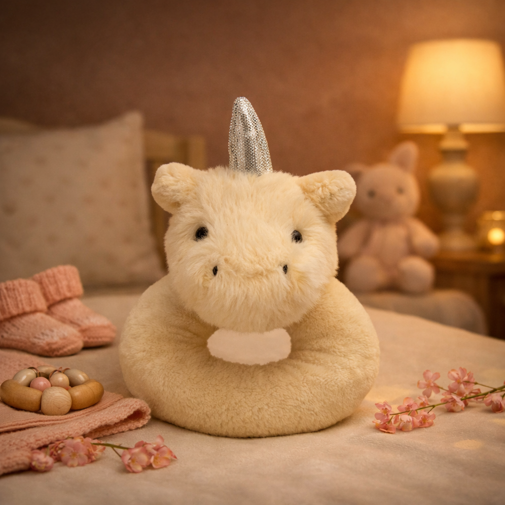 Jomanda White Unicorn Plush Baby Rattle