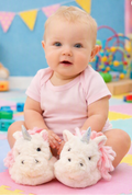 Jomanda White Unicorn Plush Baby Slippers 0-6months