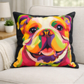 Kozzy Rainbow Dog English Bulldog Velvet Cushion Cover 45cm x 45cm