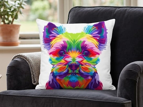 Kozzy Rainbow Yorkshire Terrier Cushion Cover 45 x 45cm