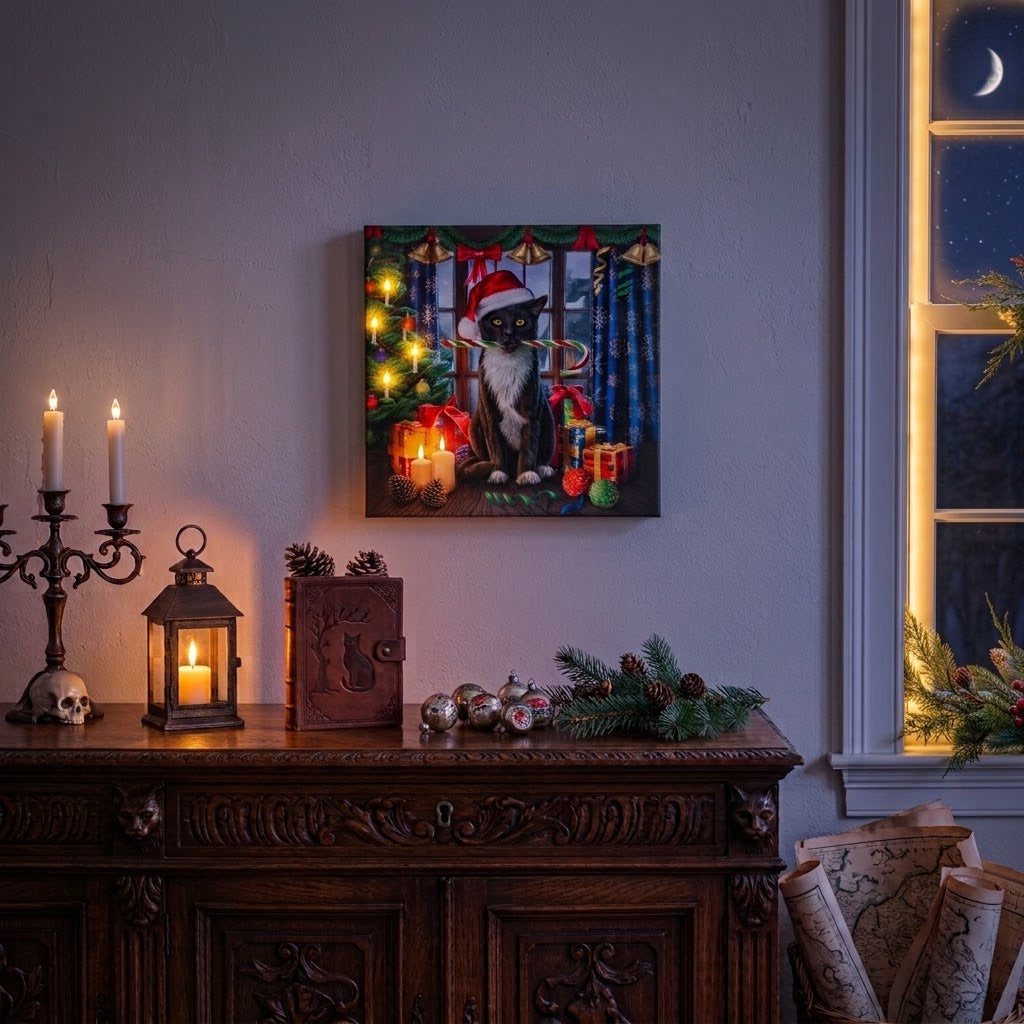 Lisa Parker Krampuss LED Light Up Canvas Plaque Wall Art 30 x 30cm