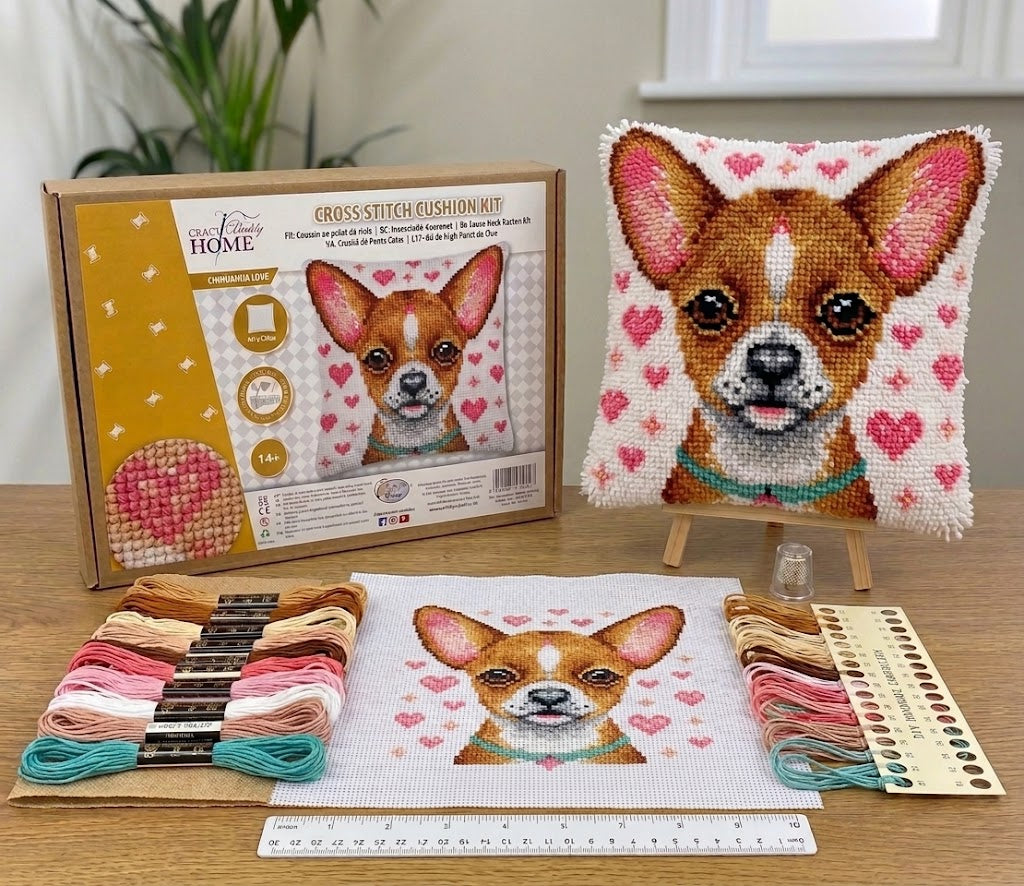 Craft Buddy Madly in Love Dog Cross Stitch Cushion Kit