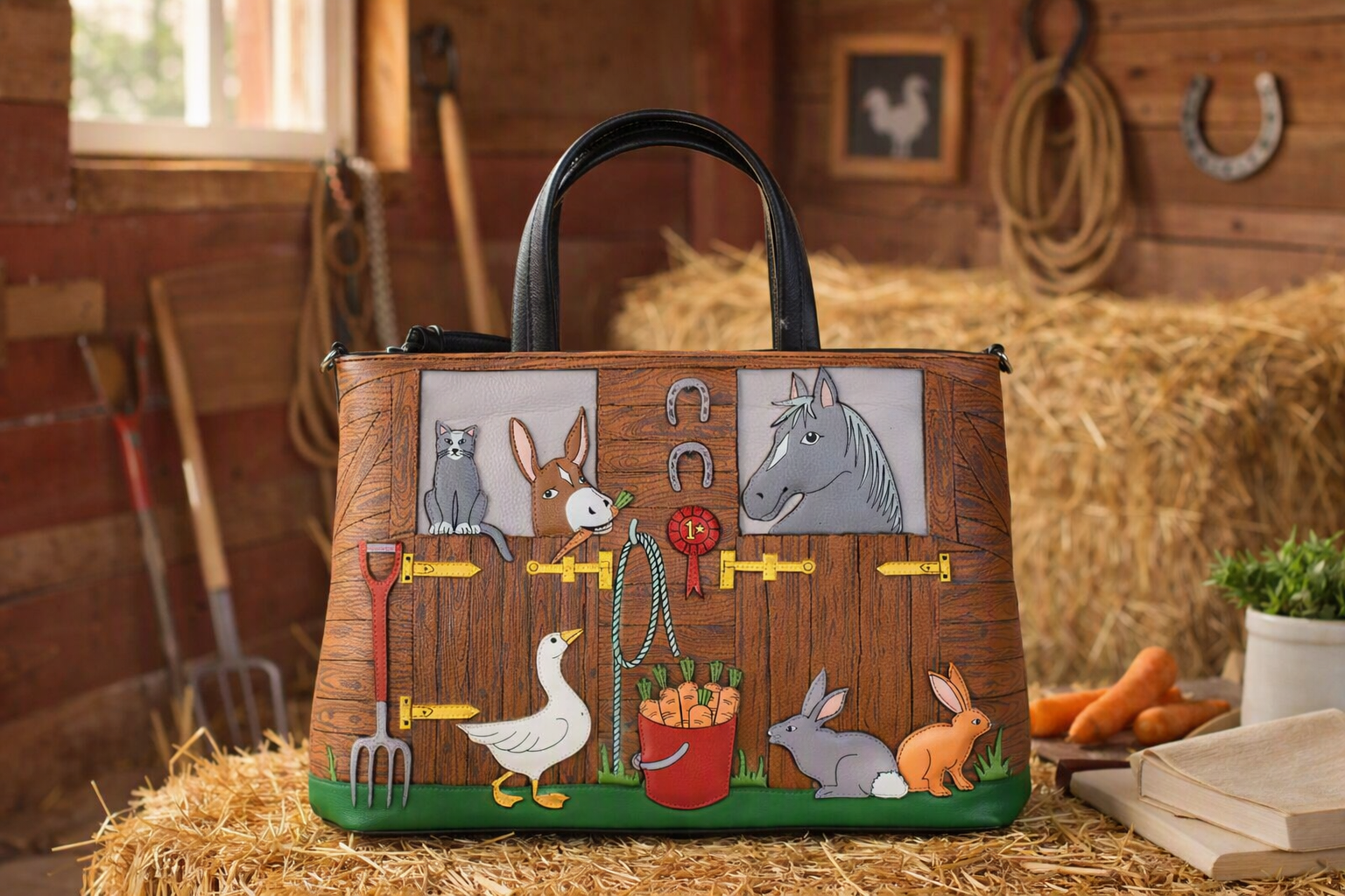 Mala Leather Mala's Farm Large Grab Shoulder Handbag + Dust Bag