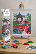 Craft Buddy Crystal Diamond Art Scroll Kit Japanese Garden Pavilion 35 x 45cm