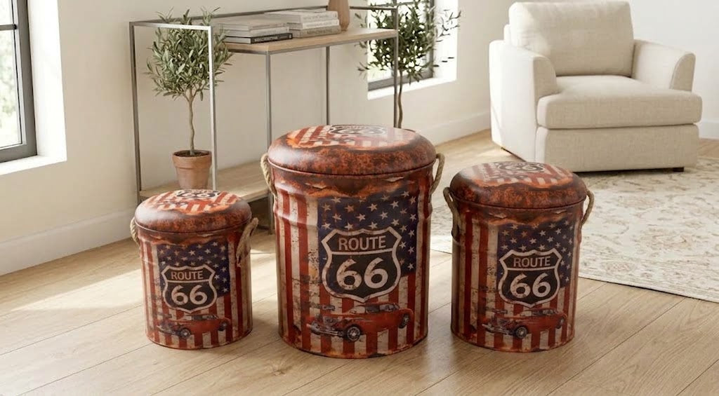 Kozzy Route 66 Retro Padded Storage Stool
