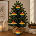 Sass & Belle Christmas Tree Hanging Decoration - Glitter Rainbow Planet Shaped Multicoloured Bauble Set of 6