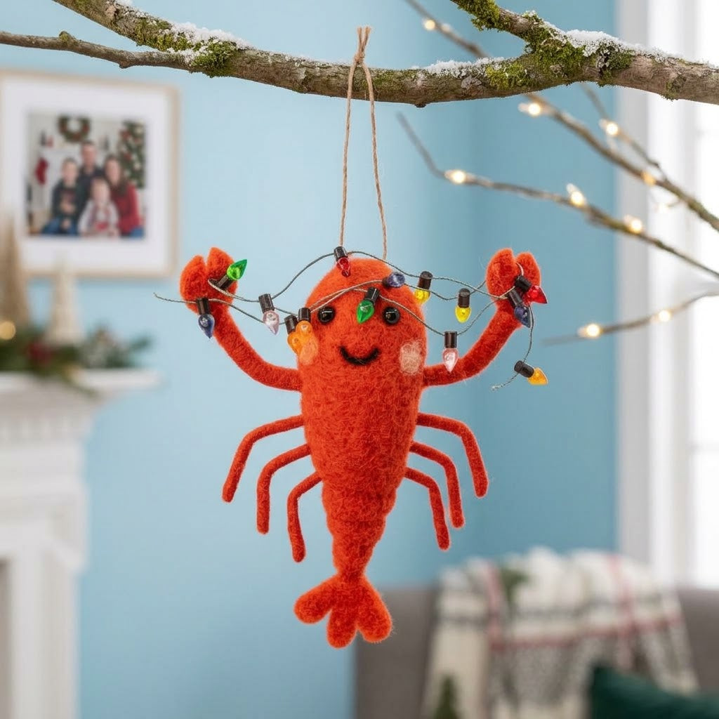 Sass & Belle Lobster with Fairy Lights Felt Christmas Decoration