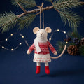 Sass & Belle Felt Hanging Christmas Tree Decoration - Mrs Mouse in a Jumper