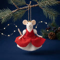 Sass & Belle Felt Mouse Hanging Christmas Tree Decoration - Queen in Red Dress