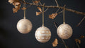 Sass & Belle White and Gold Papier Mache Baubles Set of 3