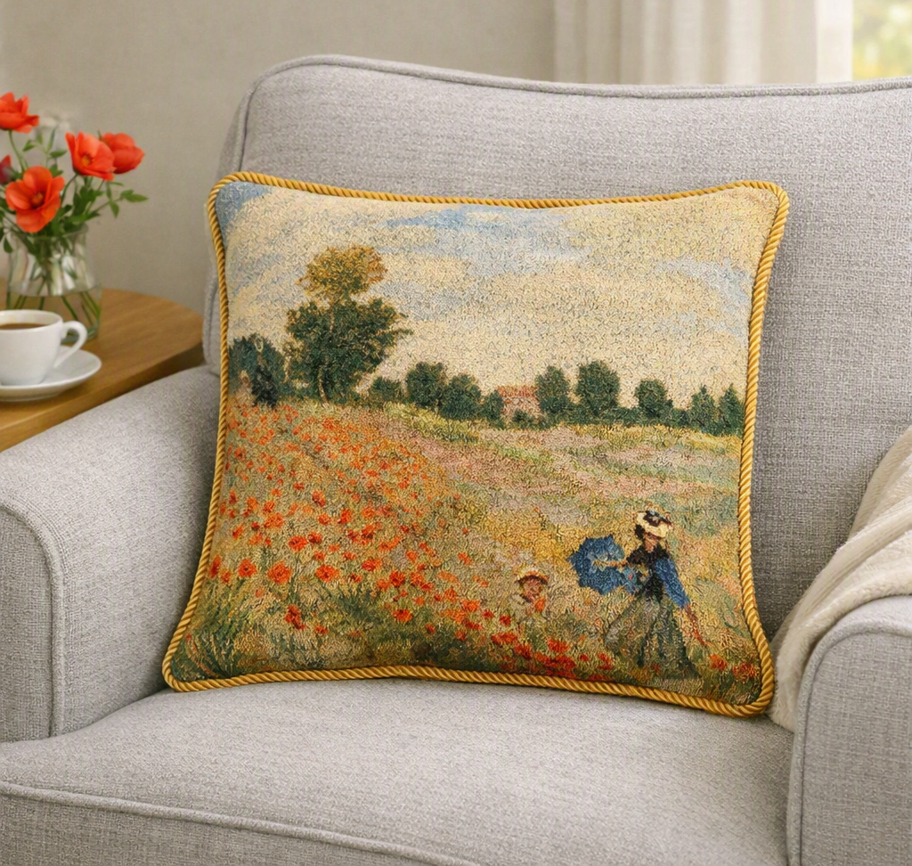 Signare Tapestry Cushion Cover 45cm - Claude Monet Poppy Field
