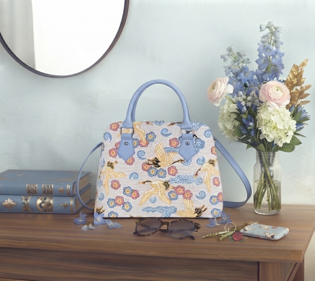Signare Tapestry Convertible Grab & Shoulder Bag - Japanese Crane