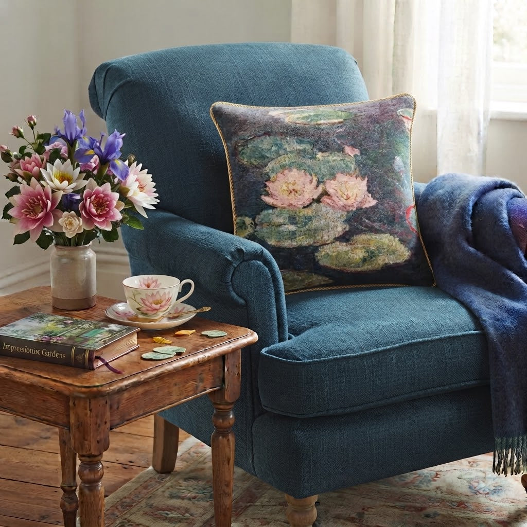 Signare Throw Cushion Cover 45 x 45cm - Monet Water Lily