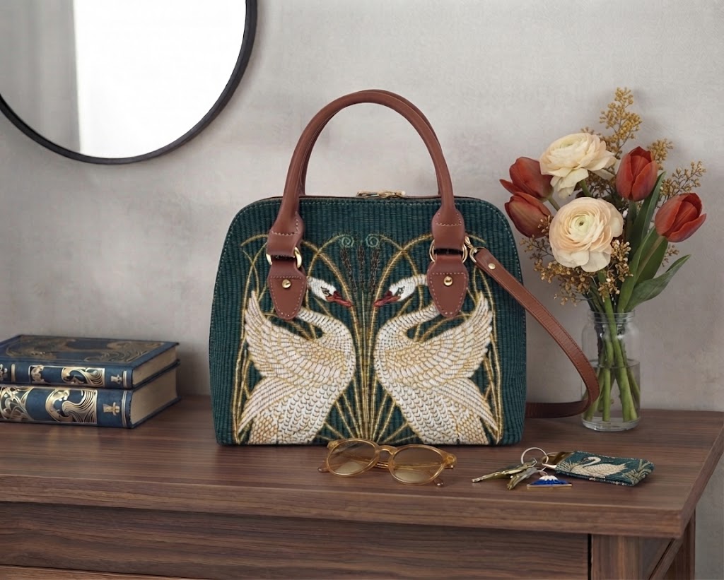 Signare Tapestry Convertible Grab & Shoulder Bag - Walter Crane Swan