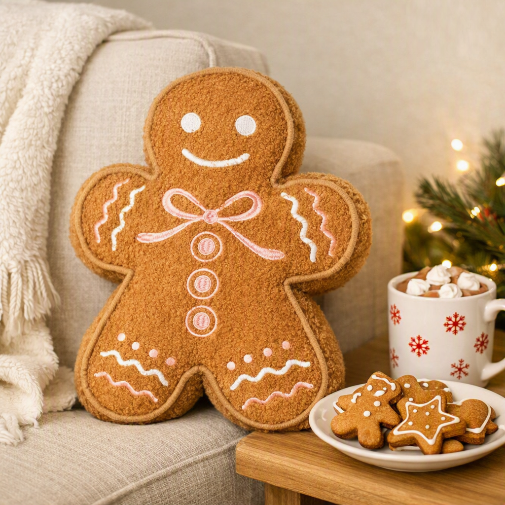 Something Different Sugarplum Bakery Gingerbread Man Boucle Cushion 33cm