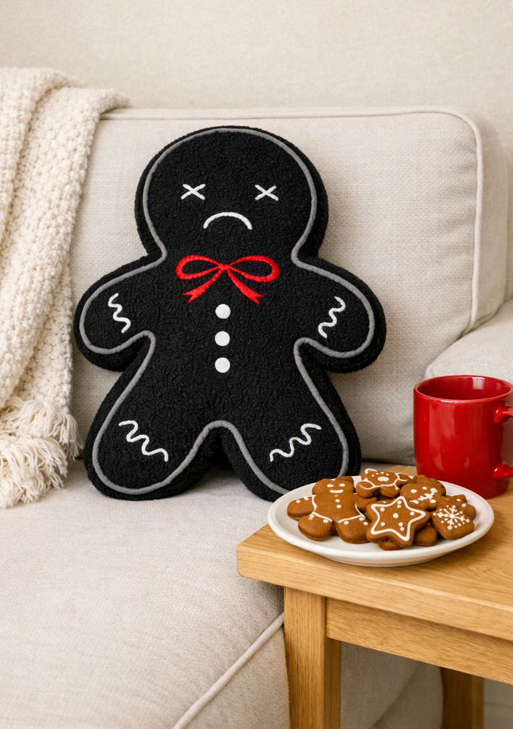 Something Different Creepmas Bakery Spooky Gingerbread Man Boucle Cushion 33cm