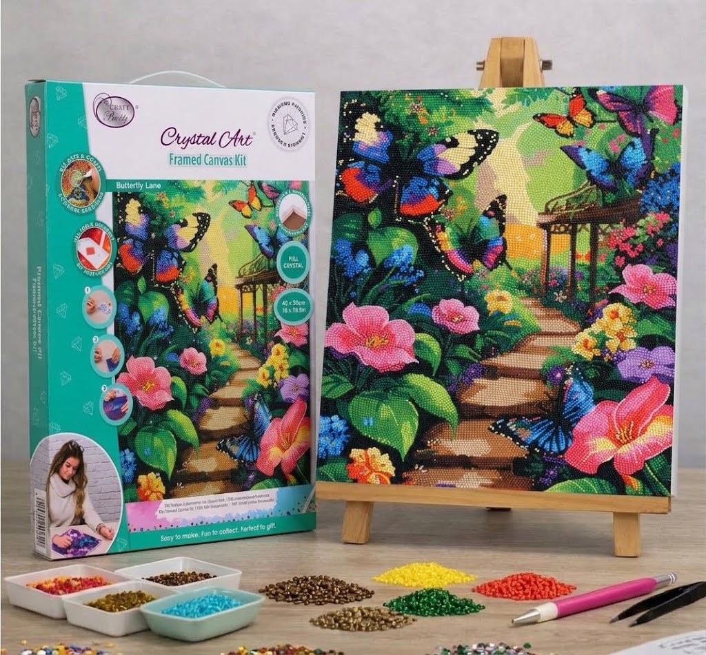 Butterfly Lane Crystal Art Canvas Kit | 40 x 50cm | Craft Buddy