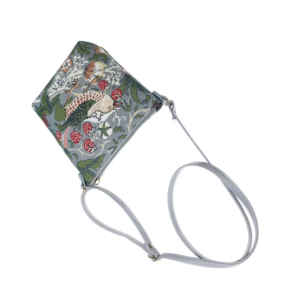 Signare Tapestry Sling Cross Body Bag - William Morris Strawberry Thief Grey