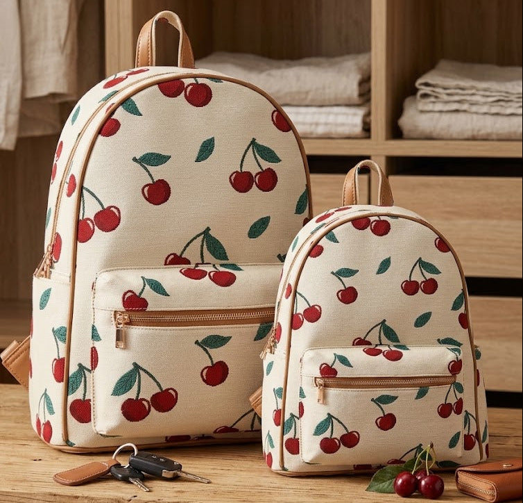 Signare London Tapestry Cherry Backpack & Daypack – Cream & Brown