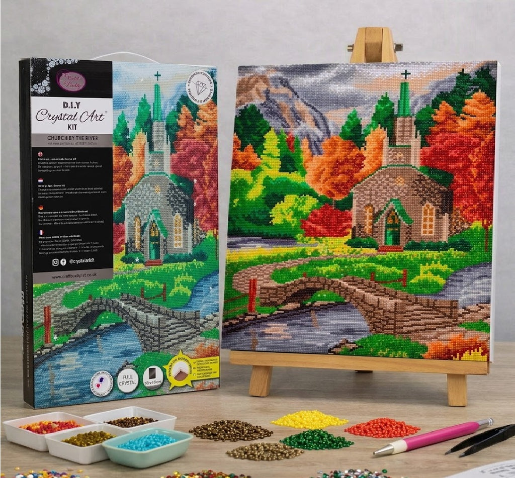 Craft Buddy Church by the River Crystal Diamond Art Canvas Kit 40 x 50cm