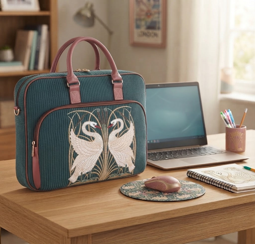 Signare Tapestry Computer Laptop & Shoulder Bag - Walter Crane Swans