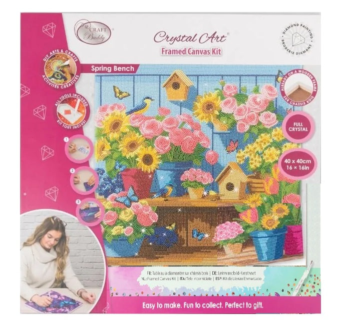 Craft Buddy Spring Bench Crystal Art Canvas Kit 40 x 40cm