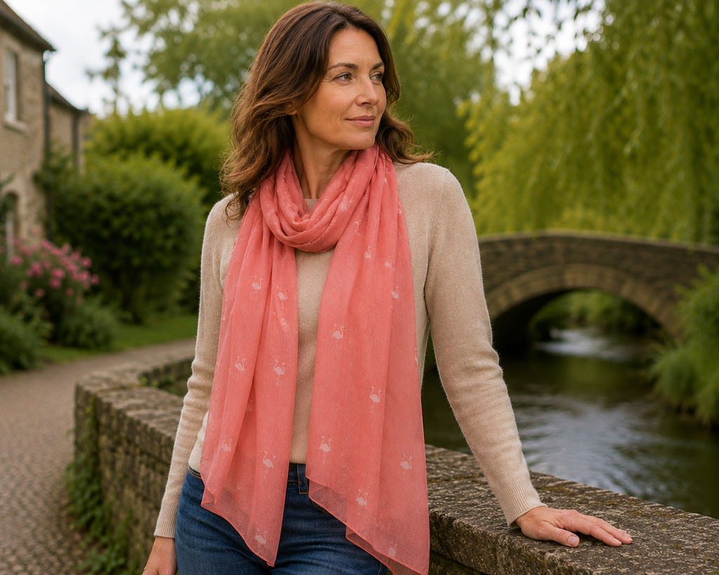 Black Ginger Franca Flamingo Dark Pink Scarf