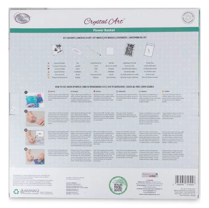 Craft Buddy Flower Basket Crystal Art Canvas Kit 40 x 40cm