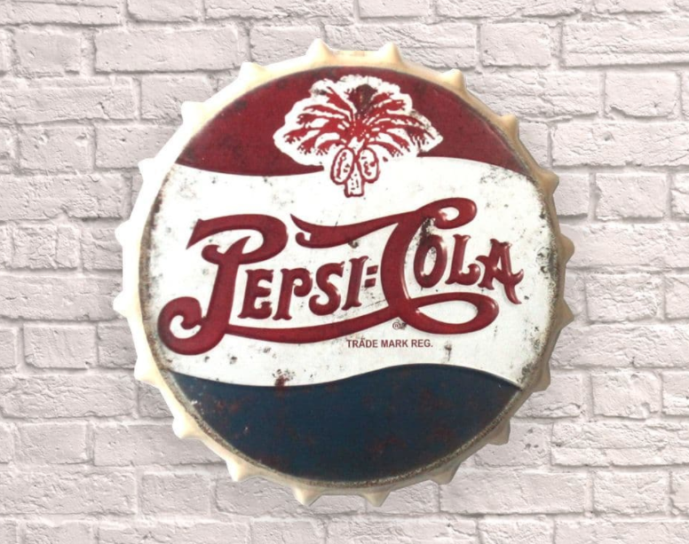 Vintage Retro Pepsi Bottle Cap Metal Wall Sign