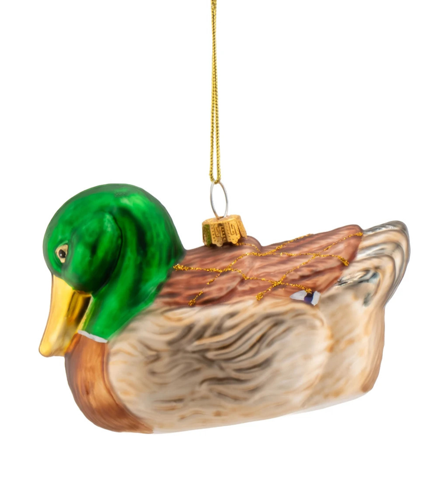 Sass & Belle Mallard Duck 3D Glass Christmas Bauble