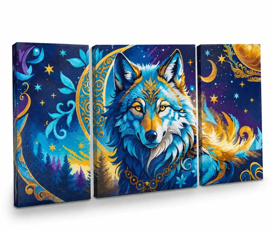Craft Buddy Wolf Moon Magic Crystal Art Triptych Canvas Kit — Set of 3